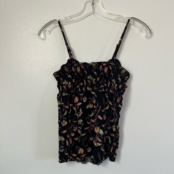 Free People Black Floral Camisole Tank Top Fairy Y2K XS Dark Foral Babydoll - Picture 4 of 5